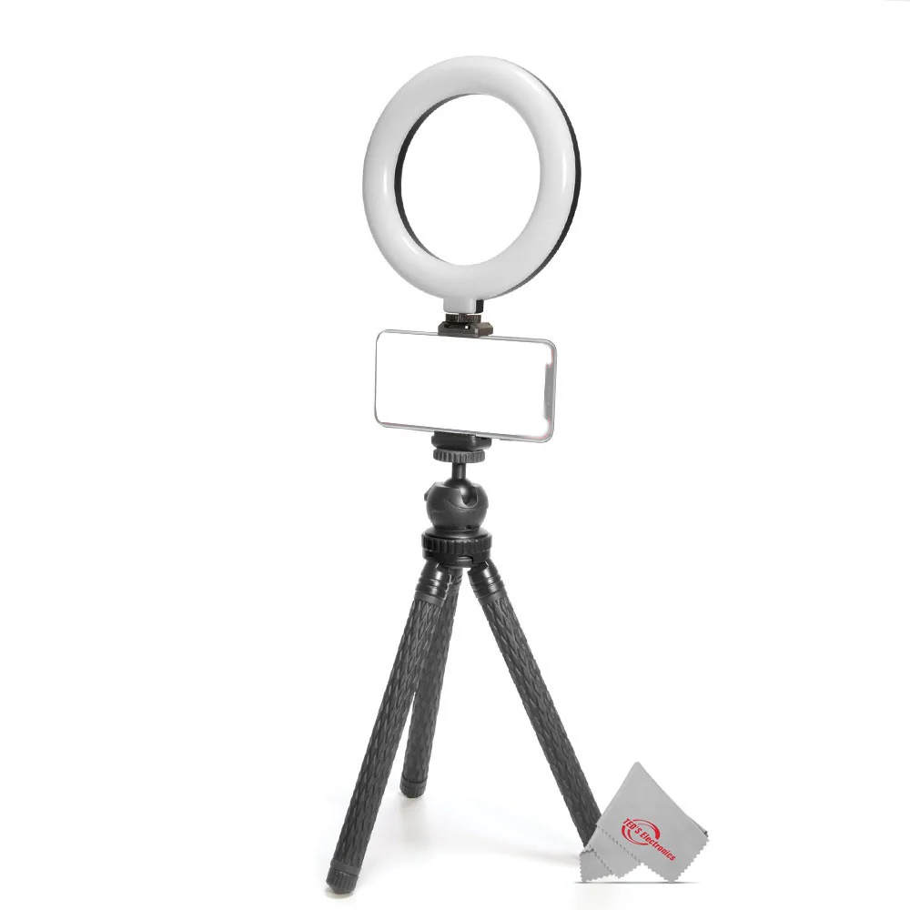 Vivitar Vlog Podcast Essentials 6 Inch LED Ring Light Dimmable Lamp for Iphone Smartphone with 12 Inch Stand - Image 2