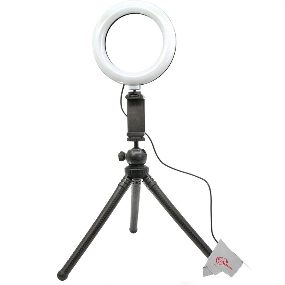 Vivitar Vlog Podcast Essentials 6 Inch LED Ring Light Dimmable Lamp for Iphone Smartphone with 12 Inch Stand - Image 3
