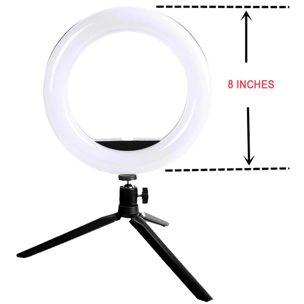 Vivitar 8 Inch LED Ring Light Dimmable Lamp for Iphone Smartphone with Tripod Mount Stand - Image 4