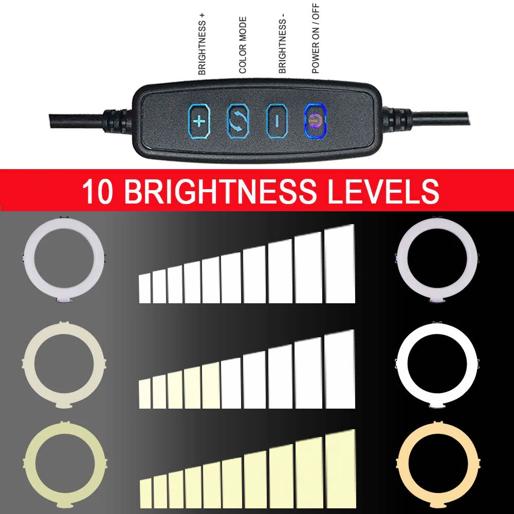 Vivitar 8 Inch LED Ring Light Dimmable Lamp for Iphone Smartphone with Tripod Mount Stand - Image 9