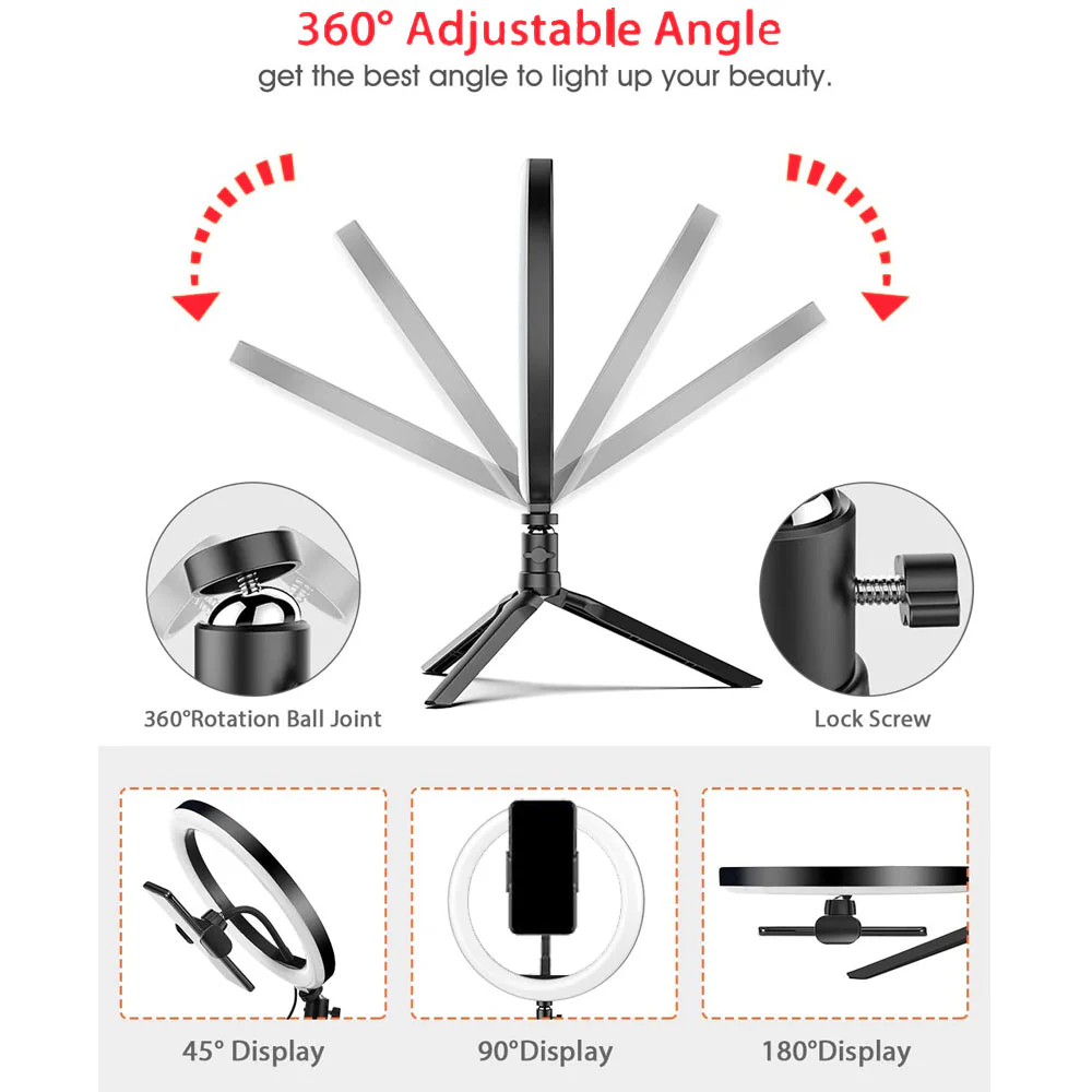 Vivitar Vlog Essentials 8 Inch Full Color RGB LED Ring Light 360° Rotation with Phone Cradle Remote and Tripod - Image 6