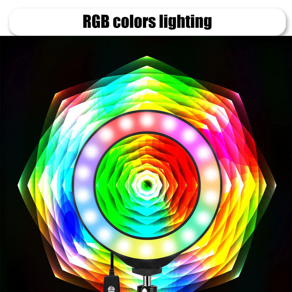 Vivitar Vlog Essentials 8 Inch Full Color RGB LED Ring Light 360° Rotation with Phone Cradle Remote and Tripod - Image 8