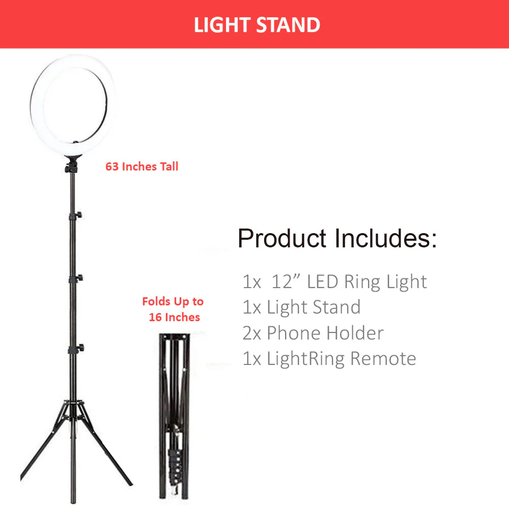 Vivitar Vlog Essentials 12 Inch Full Color RGB LED Ring Light 360° Rotation with 2 Phone Cradles Remote and 63" Light Stand - Image 6