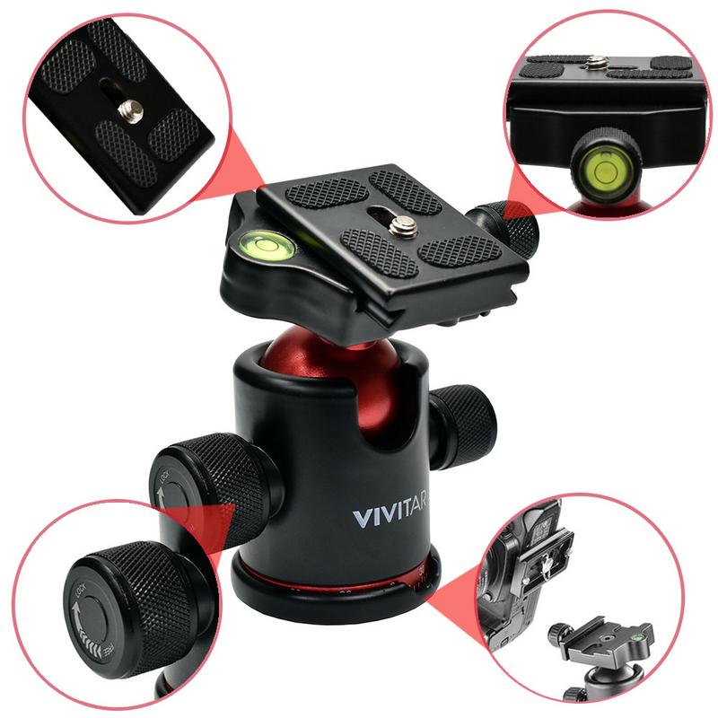 360° Swivel Camera Vivitar Tripod Ball Head with Quick Release Plate - Image 4