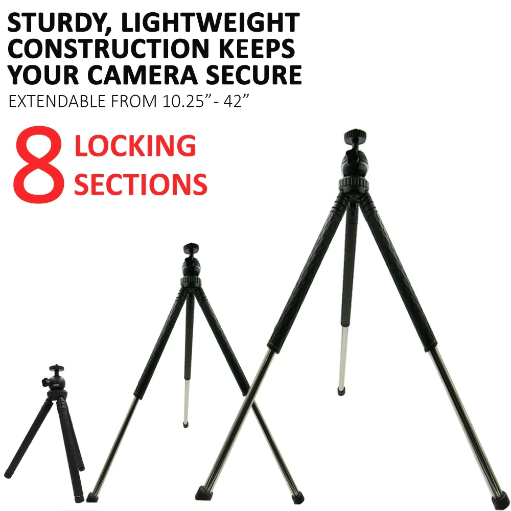 Vivitar 42" Fold Able Travel Tripod 360° Ball Head Rotation with Smart Phone Cradle and Wireless Remote - Image 6