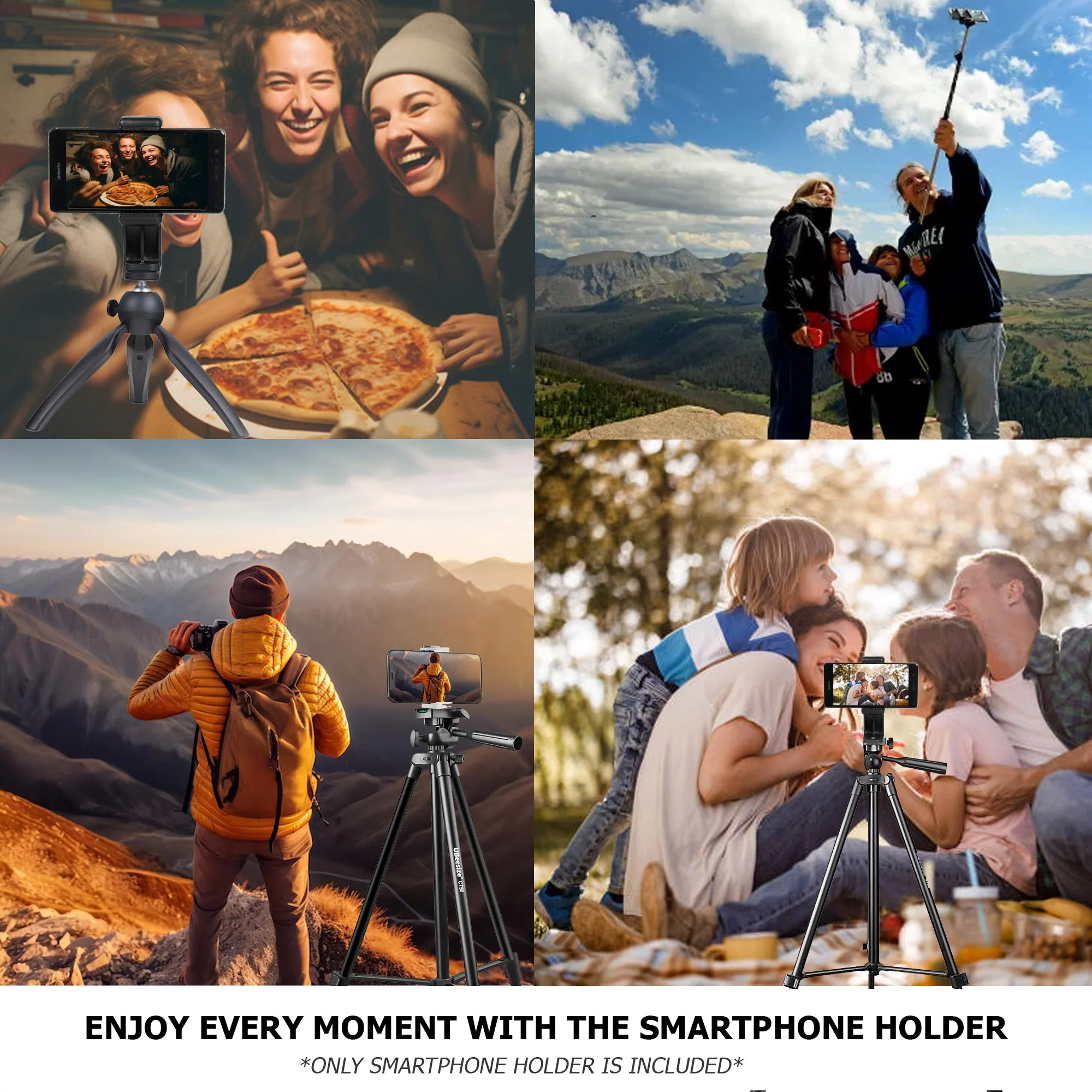 Premium Smartphone Holder Vertical Horizontal Rotatable Tripod Mount Adapter Bracket with 1/4 inch Screw for iPhone, Android Cell Phone, Selfie Stick, Camera Stand - Image 3