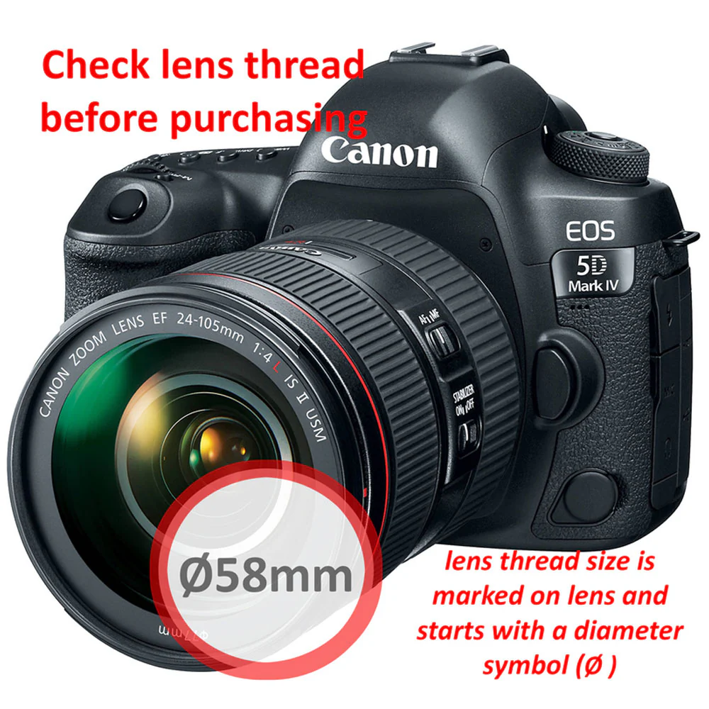 Vivitar 58mm Professional Digital Filter Kit + Accessory Kit for for Canon T4i, T5, T5i, T6, T6i 70D 77D 80D Cameras - Image 4