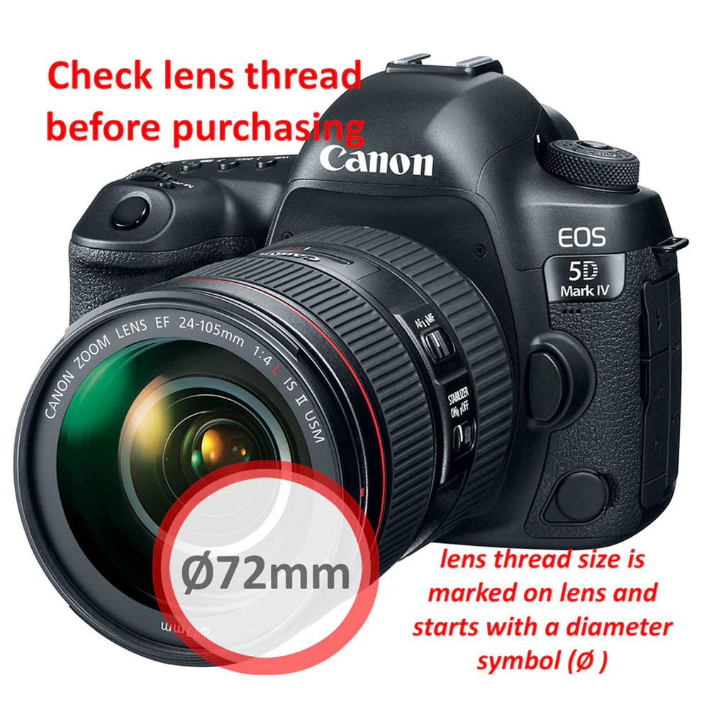 Accessory Kit for 72mm Lenses; Nikon 18-200mm, 24-85mm, Canon 18-200mm, 28-135mm, 15-85mm, 85mm, 50mm, 35mm, 20mm F2.8, 200mm F2.8L II, 35mm lens - Image 4