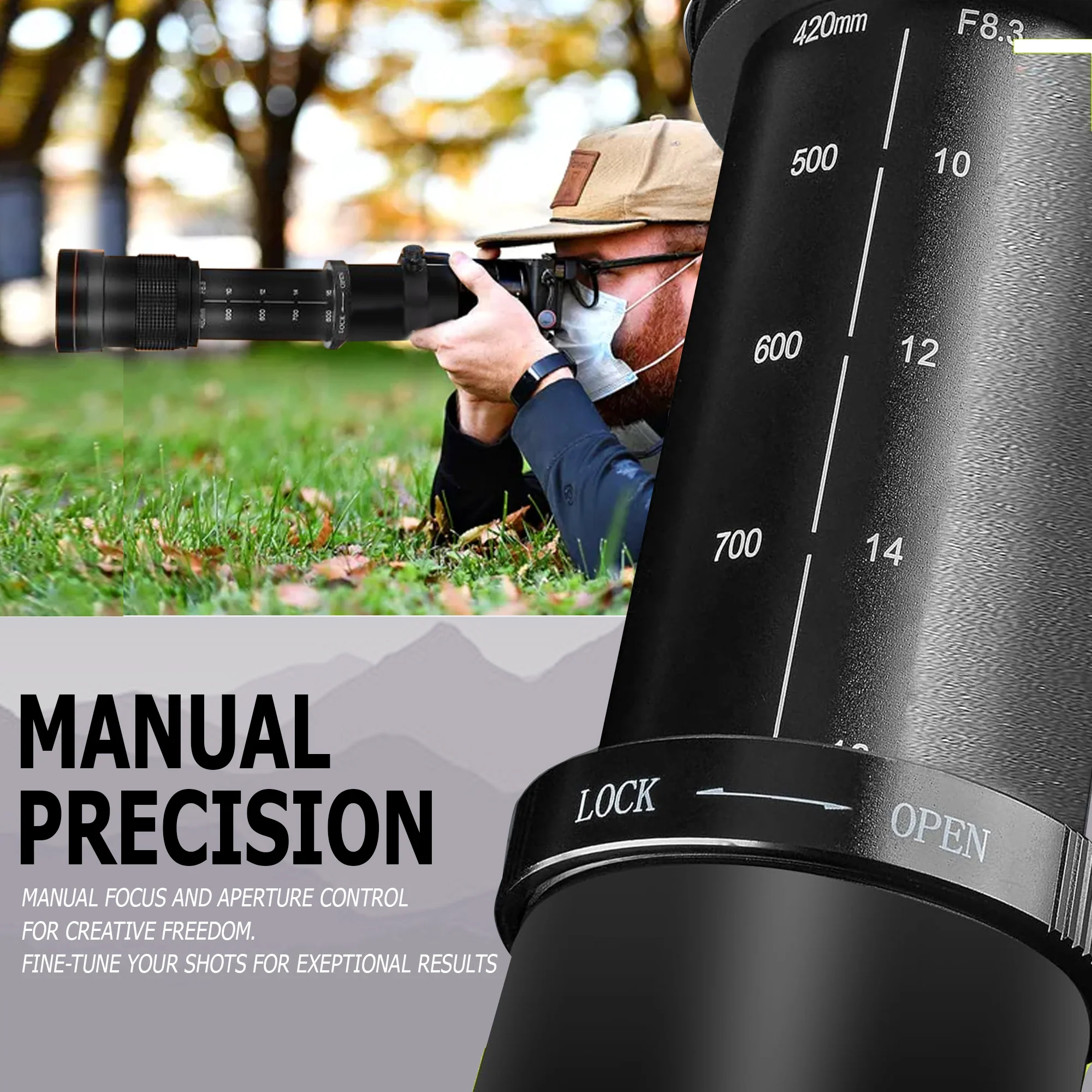 420-1600mm f/8.3 HD Manual Super Telephoto Zoom Lens for Canon EOS M50 M50 II M100 M200 M6 M6 II M7 M7II - Image 3