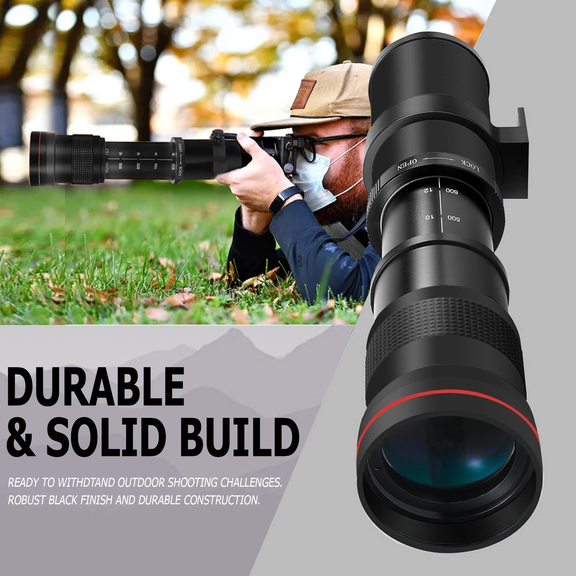 420-1600mm f/8.3 HD Manual Super Telephoto Zoom Lens for Canon EOS M50 M50 II M100 M200 M6 M6 II M7 M7II - Image 5