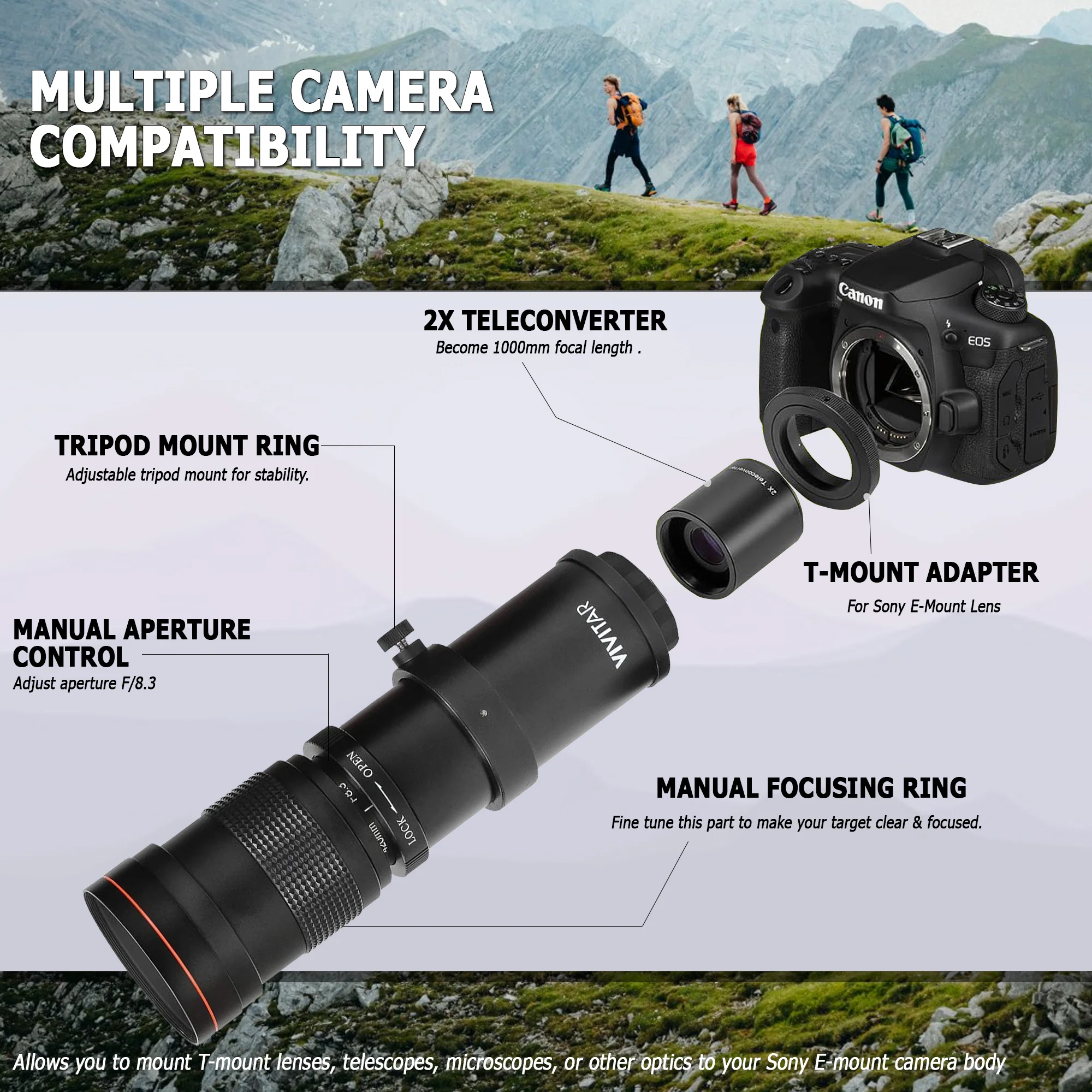 420-1600mm f/8.3 HD Manual Super Telephoto Zoom Lens for Sony A7 II III IV A7R II III IV A7S A7C - Image 8