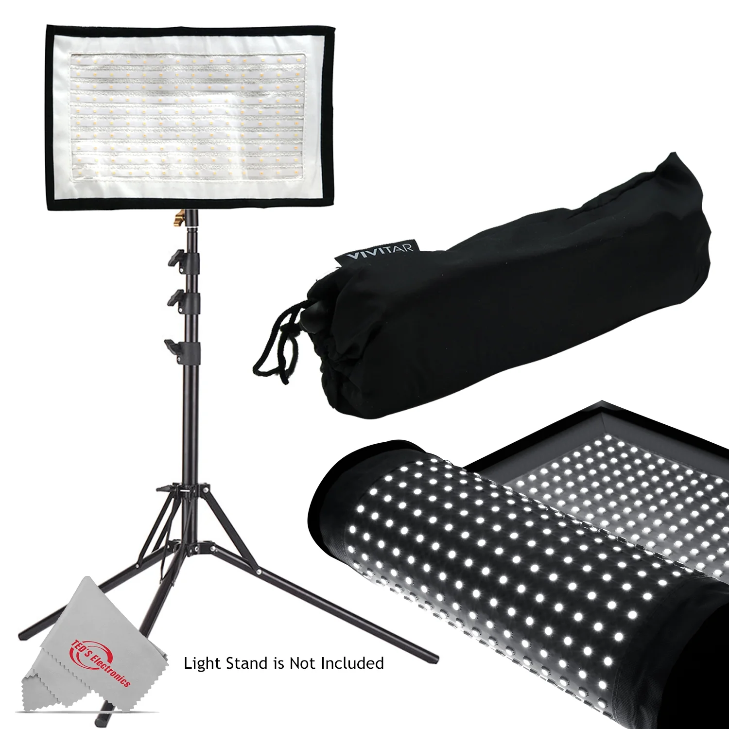 Vivitar Fabric 140 LED Bi-Color Dimmable Light Panel Roll Up Flexible Compact Mat with Remote 24W upto 3000LM for Studio Lighting - Image 4