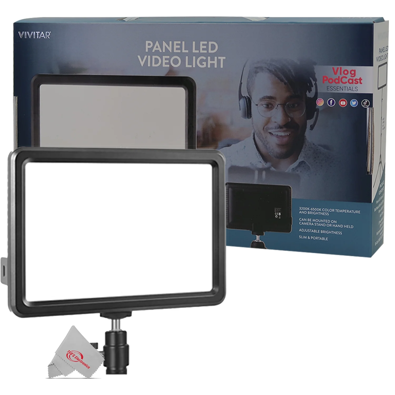 Vivitar LED Video Light Panel with Sports Action Holder + Recording Microphone for Cameras and Camcorders - Image 3