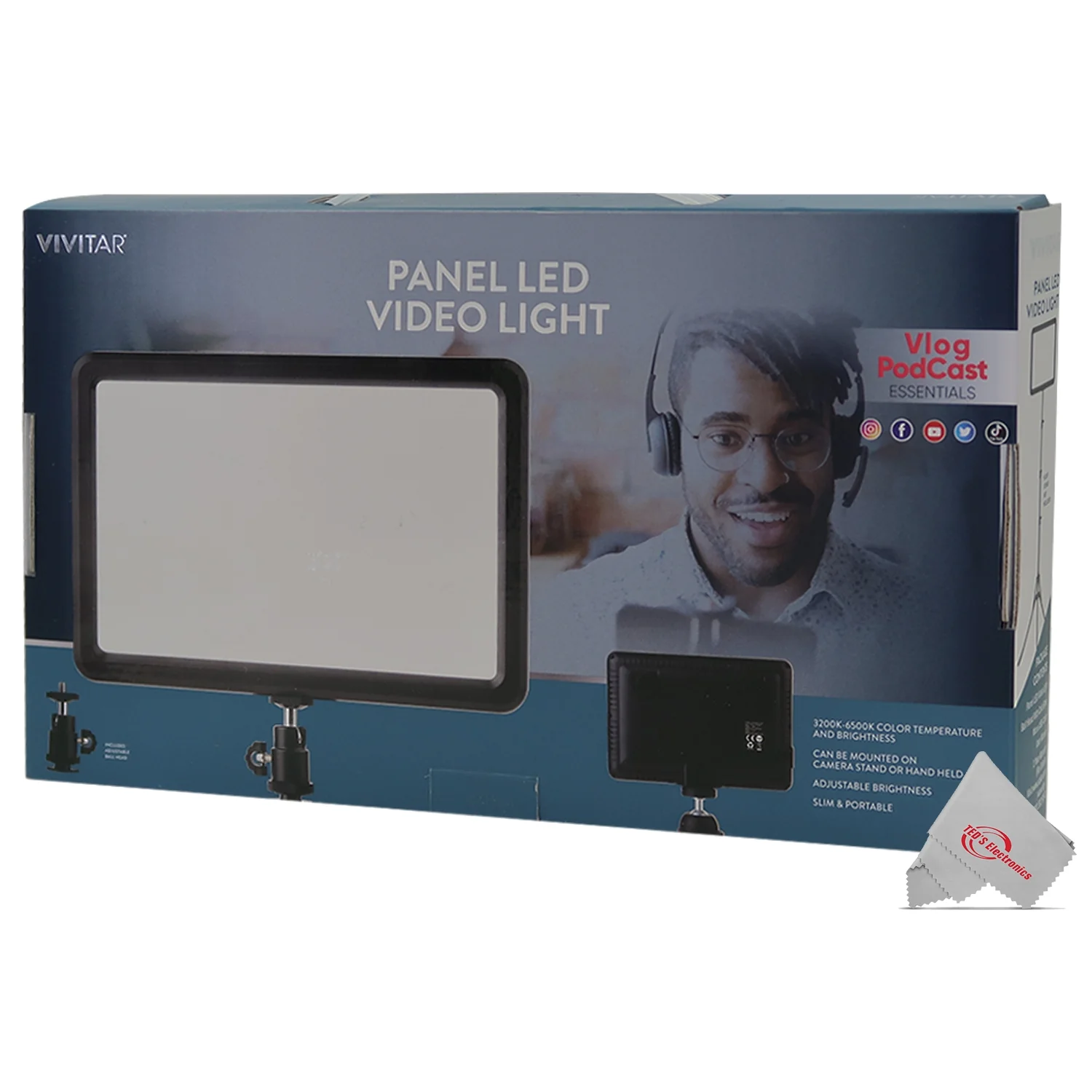 Vivitar LED Video Light Panel with Sports Action Holder + Recording Microphone for Cameras and Camcorders - Image 5