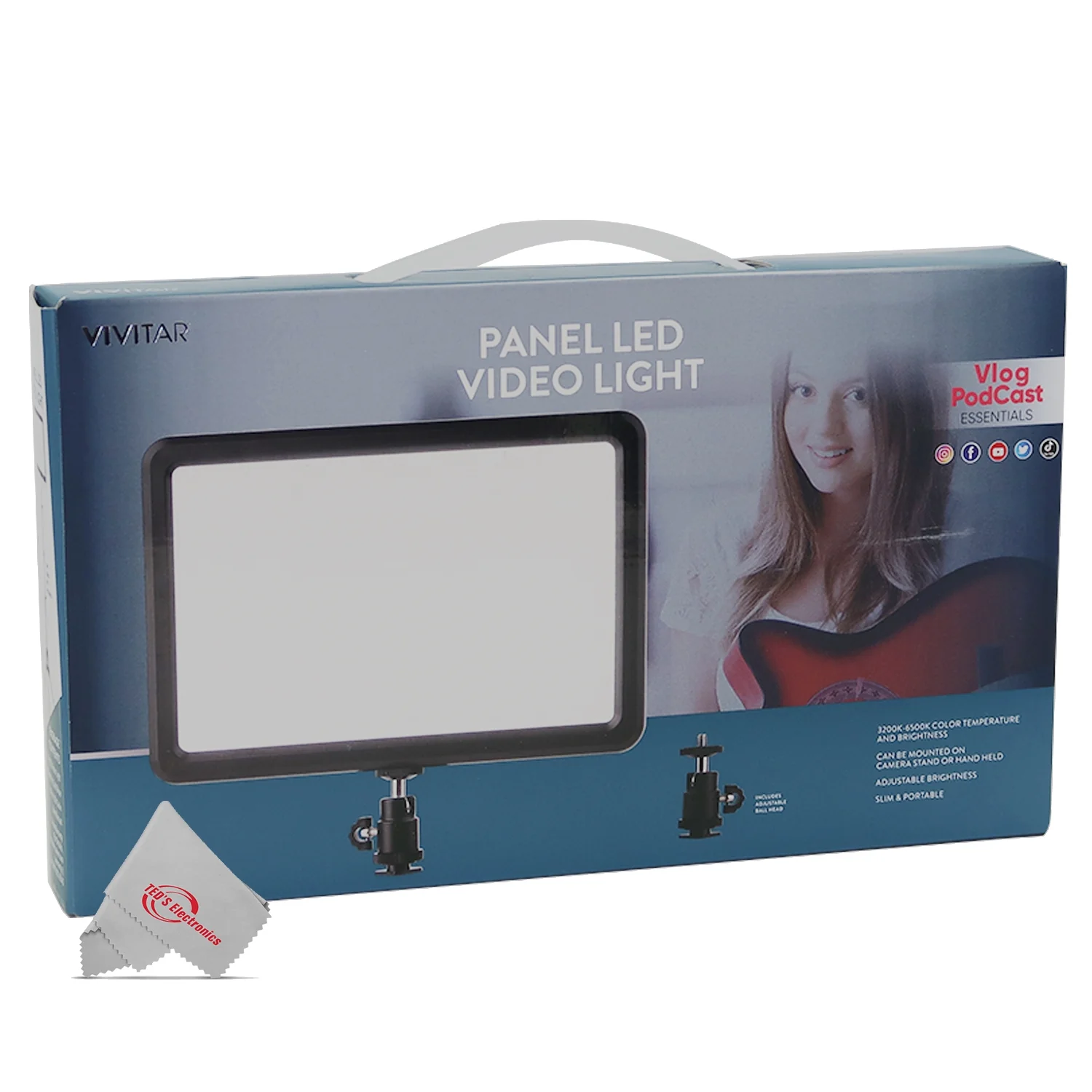 Vivitar 104 LED Acrylic Plate Video Light Panel Adjustable Color and Brightness with 71" Adjustable Light Stand - Image 4