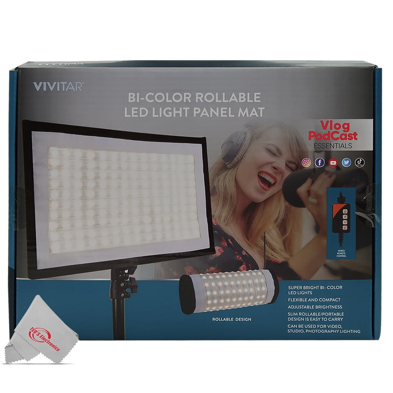 2x Vivitar Fabric LED Light Panel with Remote upto 3000LM for Studio Lighting with 63" Adjustable Light Stands - Image 2