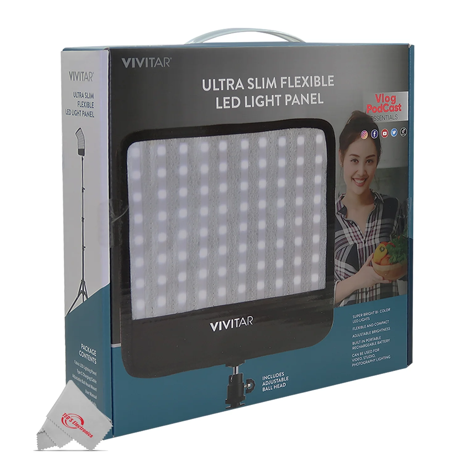 2x Vivitar Super Bright Bi-Color Flexible Led Light Panel 1600Lm Adjustable Brightness with 63" Light Stands - Image 6