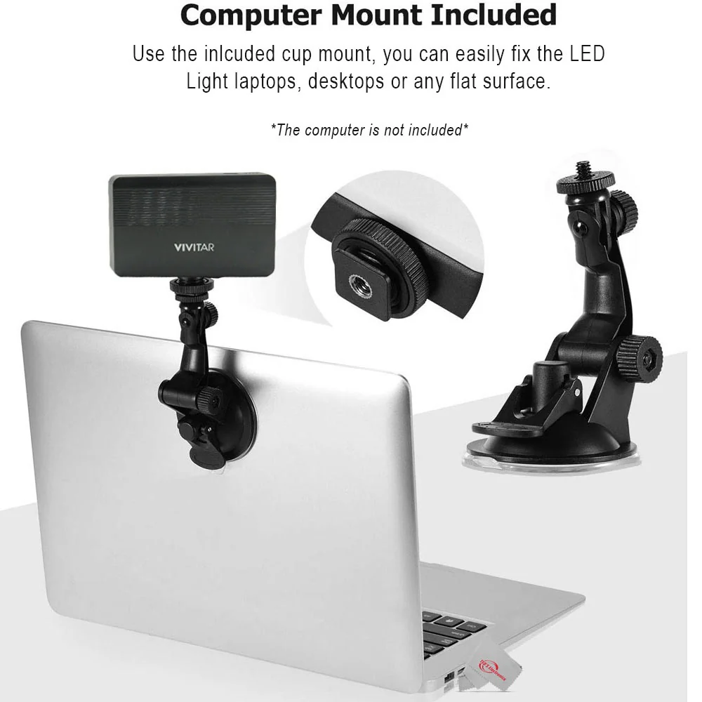 Vivitar 120 Led Video Conference Lighting Kit Suction Cup Mount for Laptops and Moniters  Adjustable Brightness and Color Filters - Image 3
