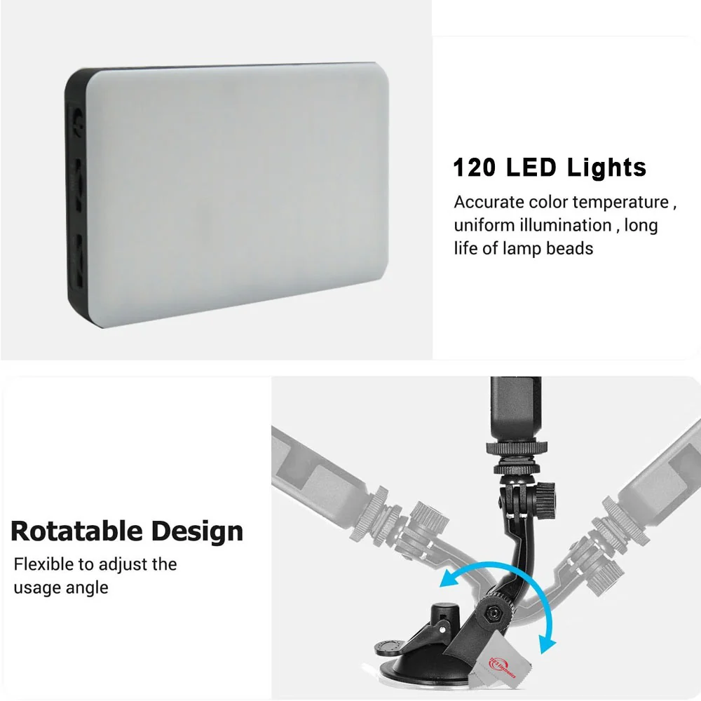 Vivitar 120 Led Video Conference Lighting Kit Suction Cup Mount for Laptops and Moniters  Adjustable Brightness and Color Filters - Image 7