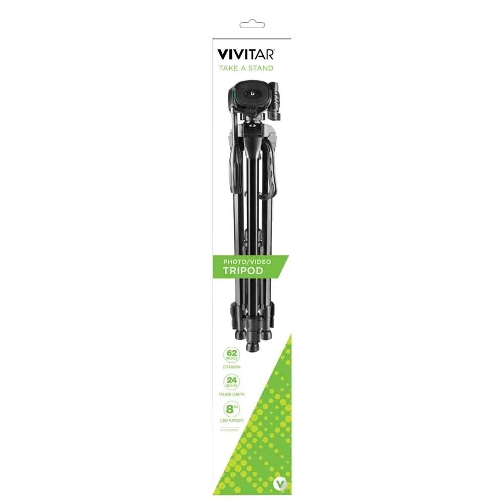 Vivitar 62" Tripod High Quality 8lb Capacity 3-Way Fluid Pan Head Quick Release Bubble Level - Image 9