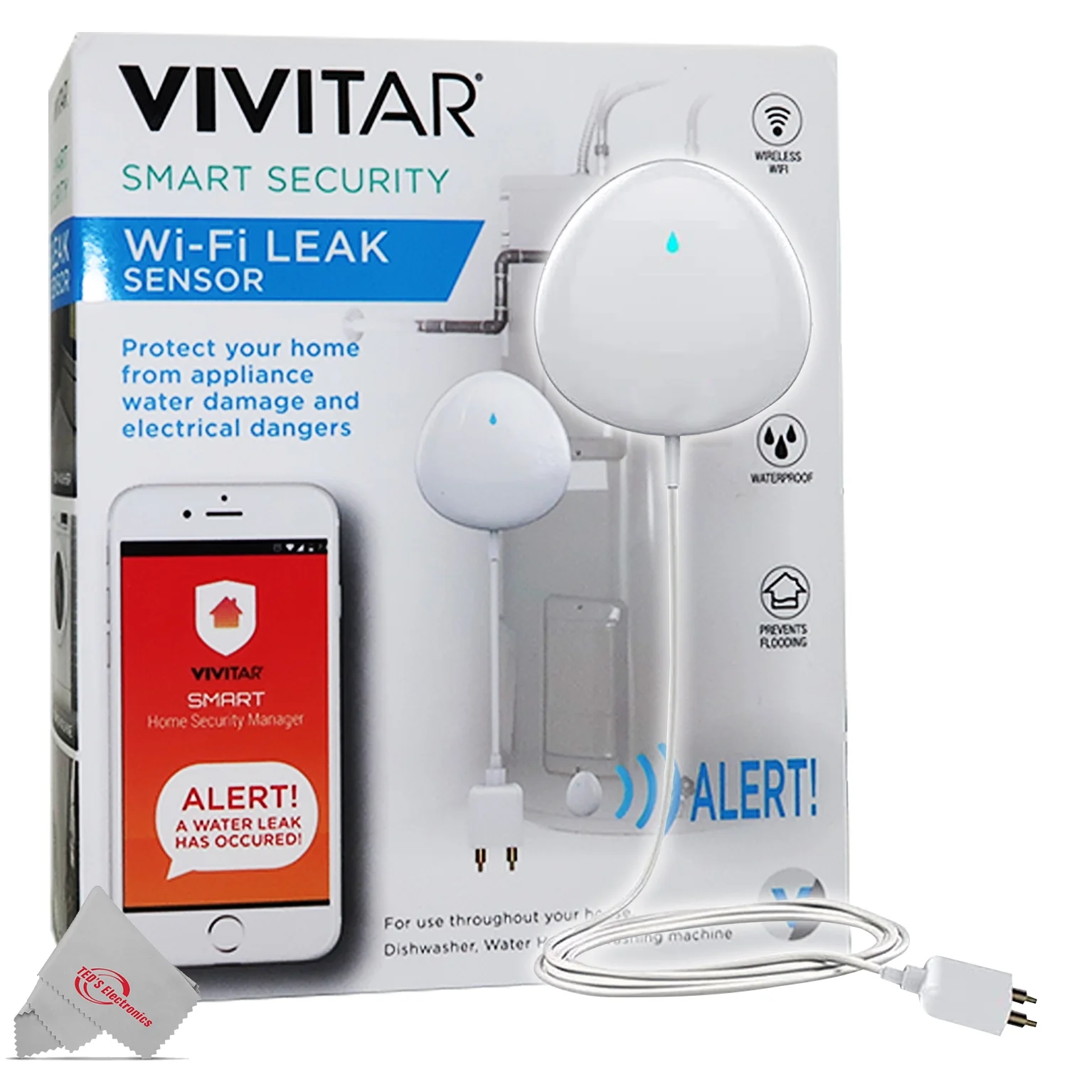 Vivitar Smart Security Wi-Fi Leak Sensor Protects Home from Water Damage and Electrical Dangers - Image 4