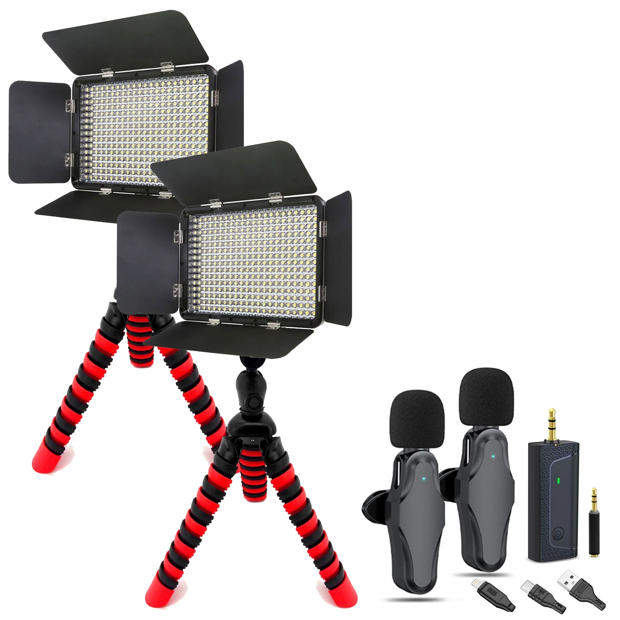 2-Person Wireless Lavelier Microphone Set 60 ft Range 2.4GHz Crystal Clear Audio + Powerfull LED Video Light on Triopod Best Bundle for Vloggers YouTubers and For Professional Zoom Google Skype Meetings - Image 2