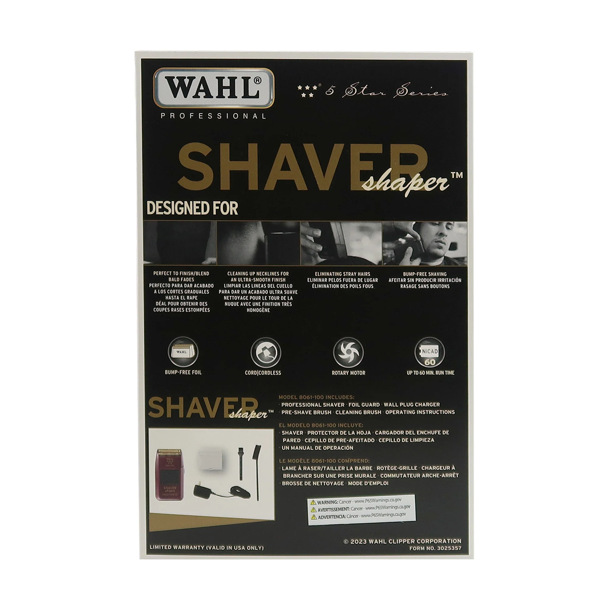 Wahl Professional 5-Star Series Rechargeable Shaver/Shaper #8061-100 with Wahl Professional Power Station Multi-Charge 3 Tools At Once #3023291 and Neck Duster - Image 5