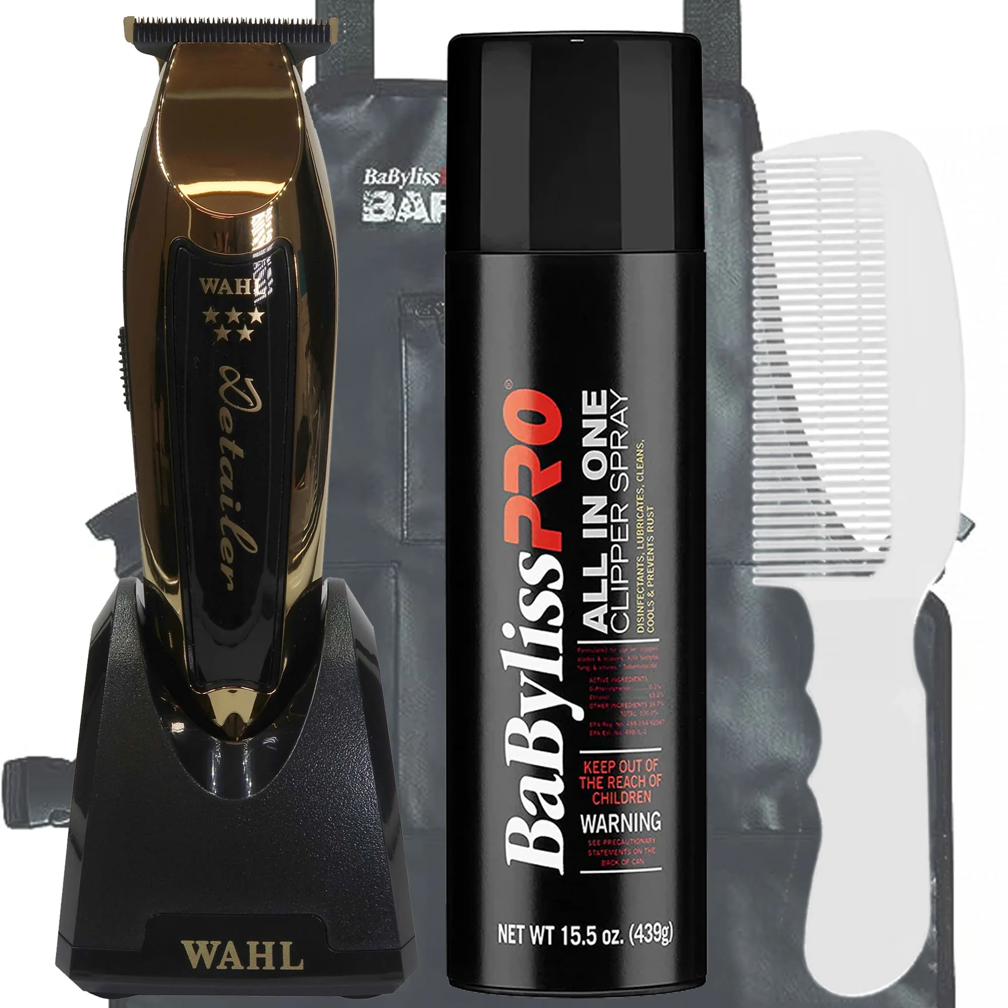 Wahl 5 Star Gold Detailer Cordless Li Trimmer #8171-700 Barber Accessory Bundle