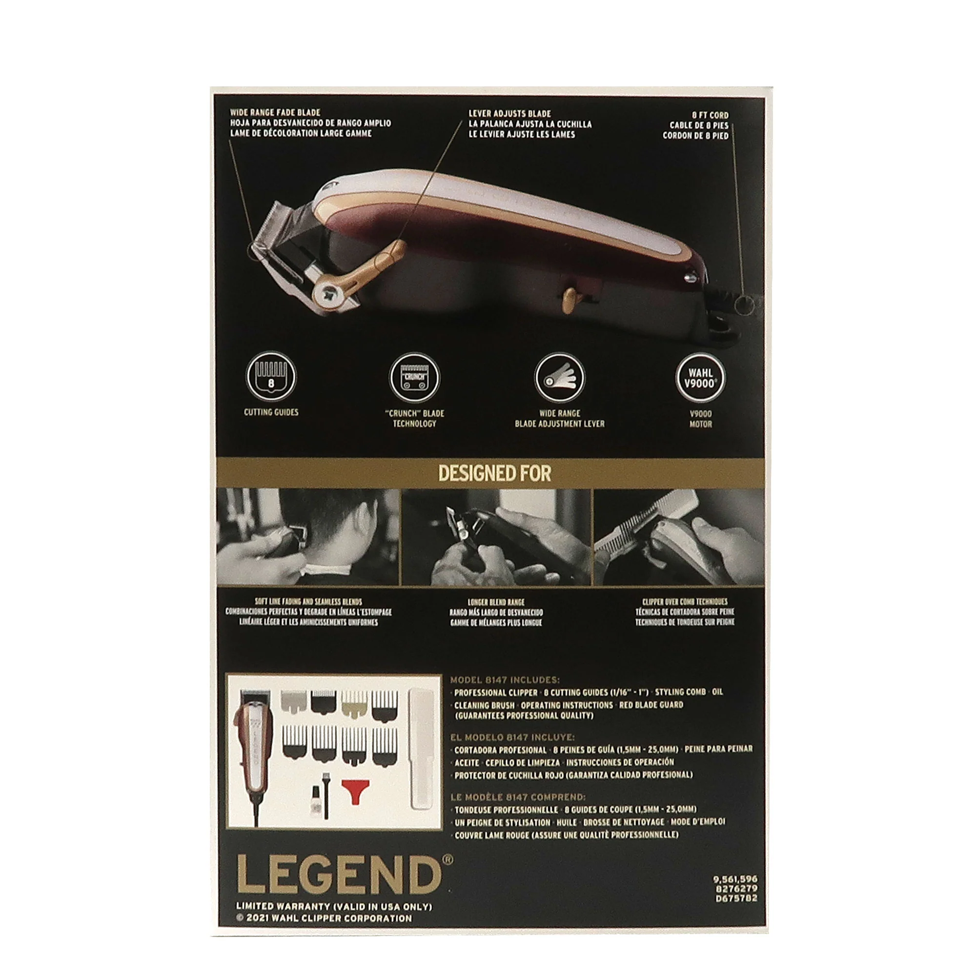 Wahl Professional 5 Star Legend Clipper 8147 with Andis ProFoil Shaver 17255 and Wahl Flat Top Comb - Image 4