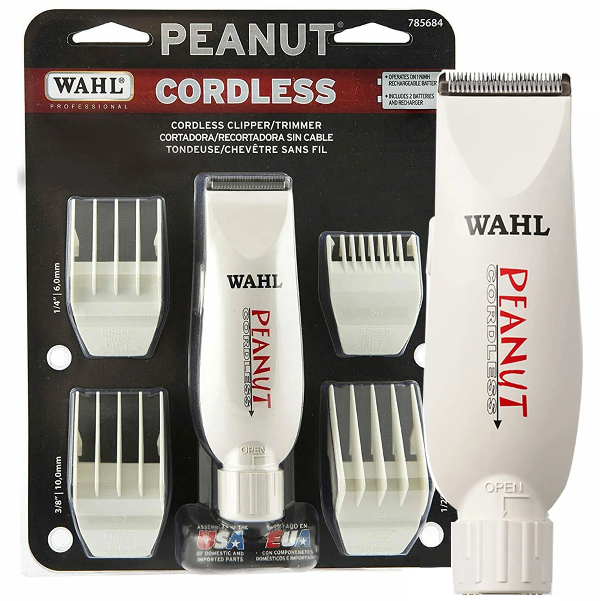 Wahl Professional Peanut Cordless Clipper / Trimmer White #8663 with Styling Comb - Image 2