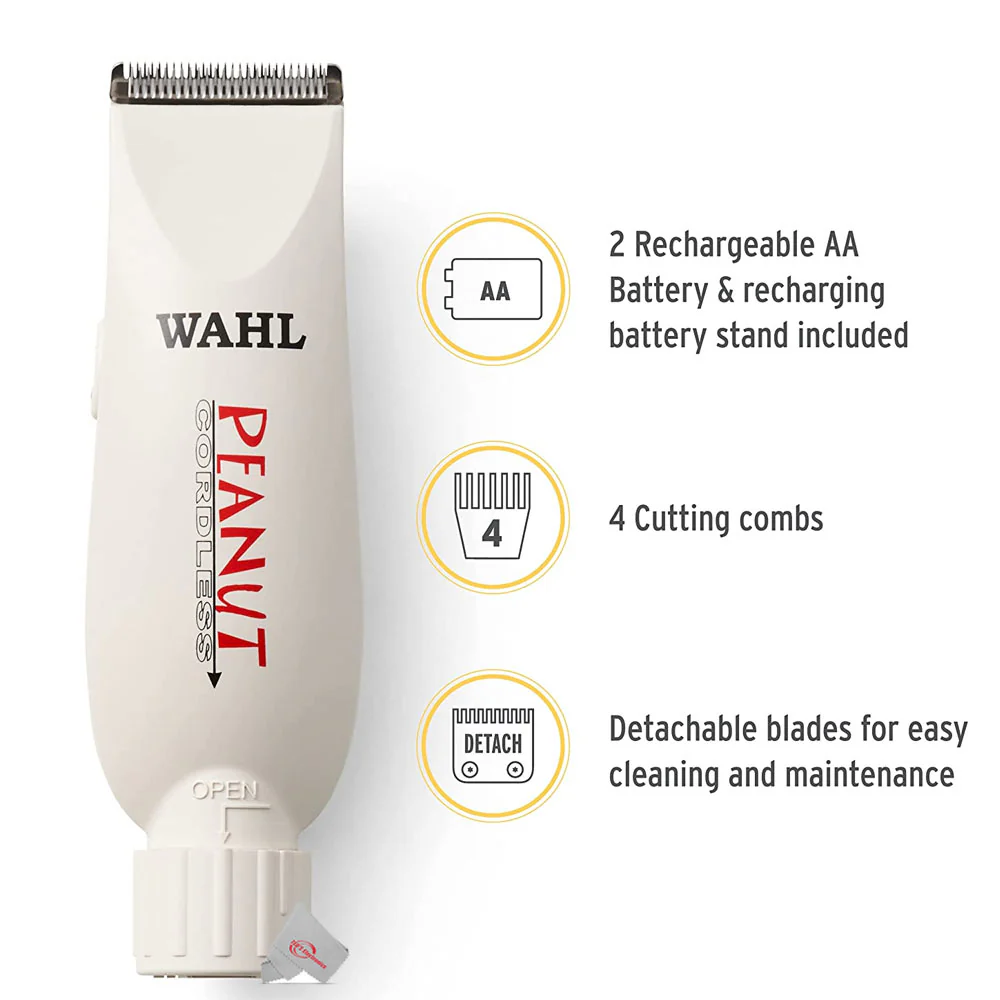 Wahl Professional Peanut Cordless Clipper / Trimmer White #8663 with Styling Comb - Image 4