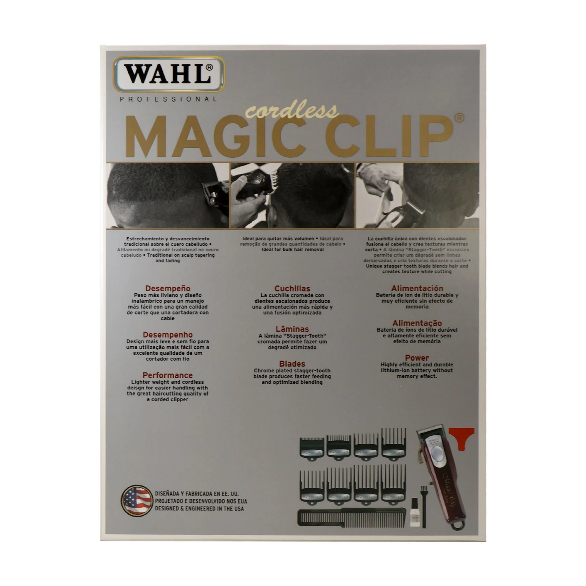 Wahl Professional Cord/Cordless Magic Clip 08148-308 with Wahl Professional Power Station Multi-Charge 3 Tools At Once and Flat Top Comb White - Image 5