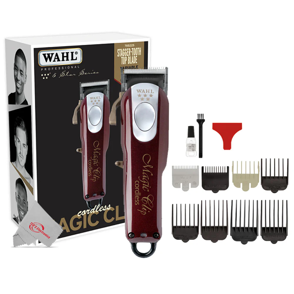 Wahl Professional 5-Star Cord / Cordless Magic Clipper 8148 with Hero Corded T Blade Trimmer and Barber Cape - Image 2