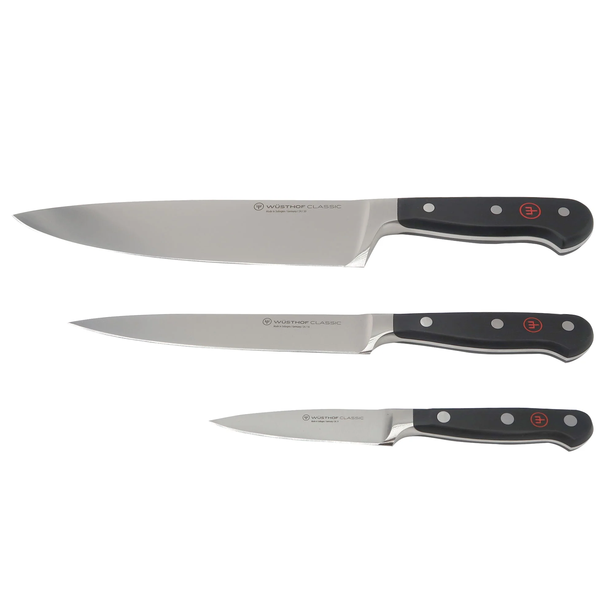 Wusthof Classic 3-Piece Chef's Knife Set #1120160301 with Wusthof Classic 6" Cleaver Knive - Image 2
