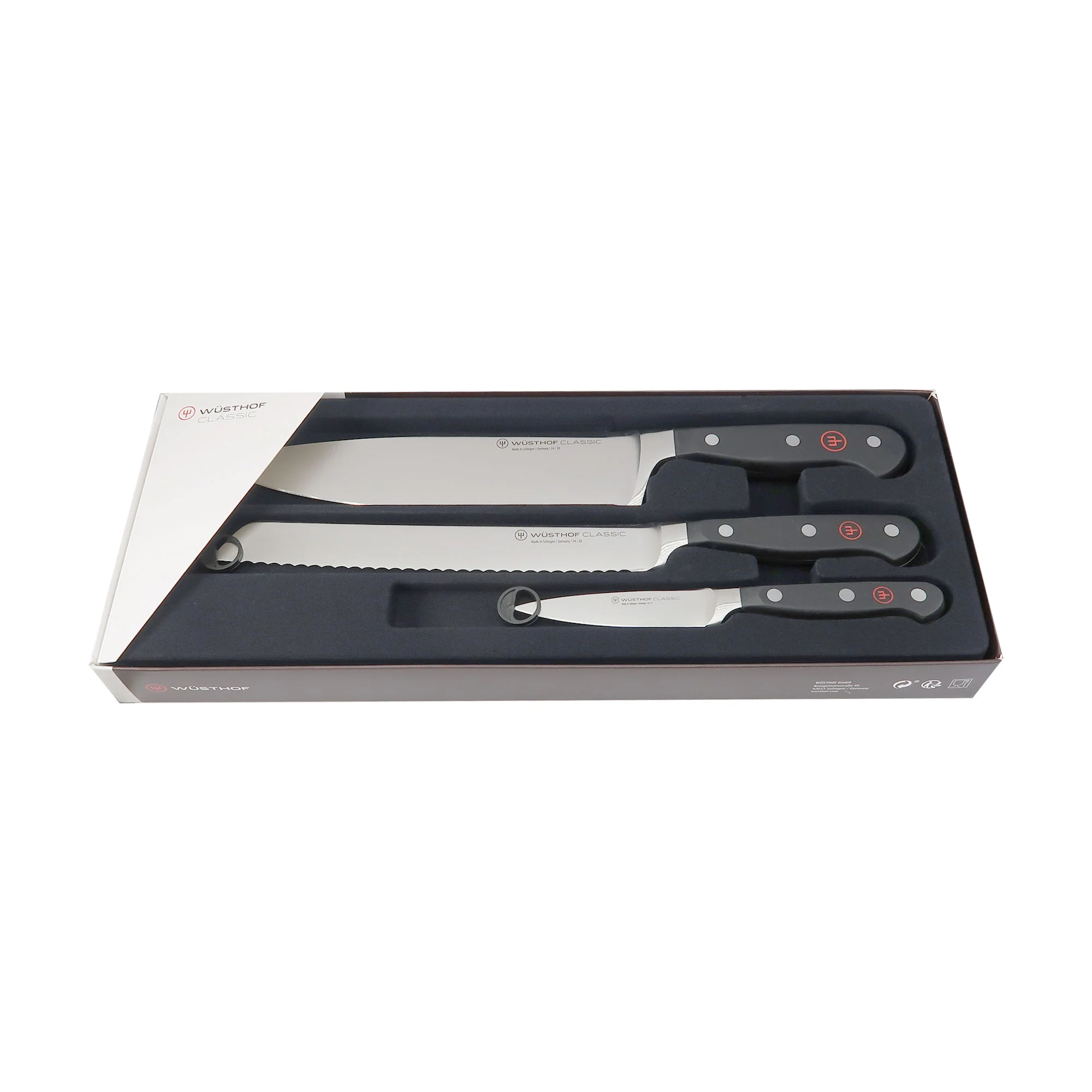 Wusthof Classic 3-Piece Knife Set – 3.5" Paring, 8" Bread, and Chef’s Knives - Image 2