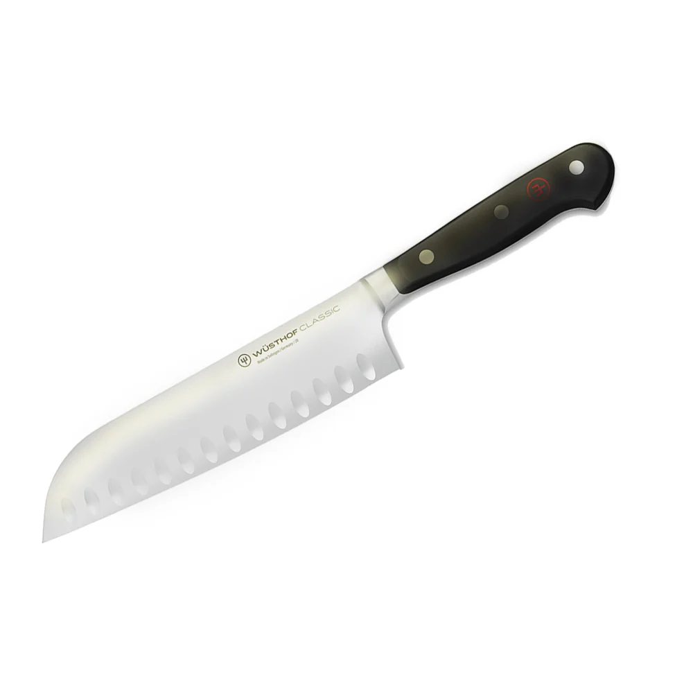 Wusthof Classic 6" Cleaver Knive Black with 7" Hollow Edge Santoku Kitchen Knife - Image 7