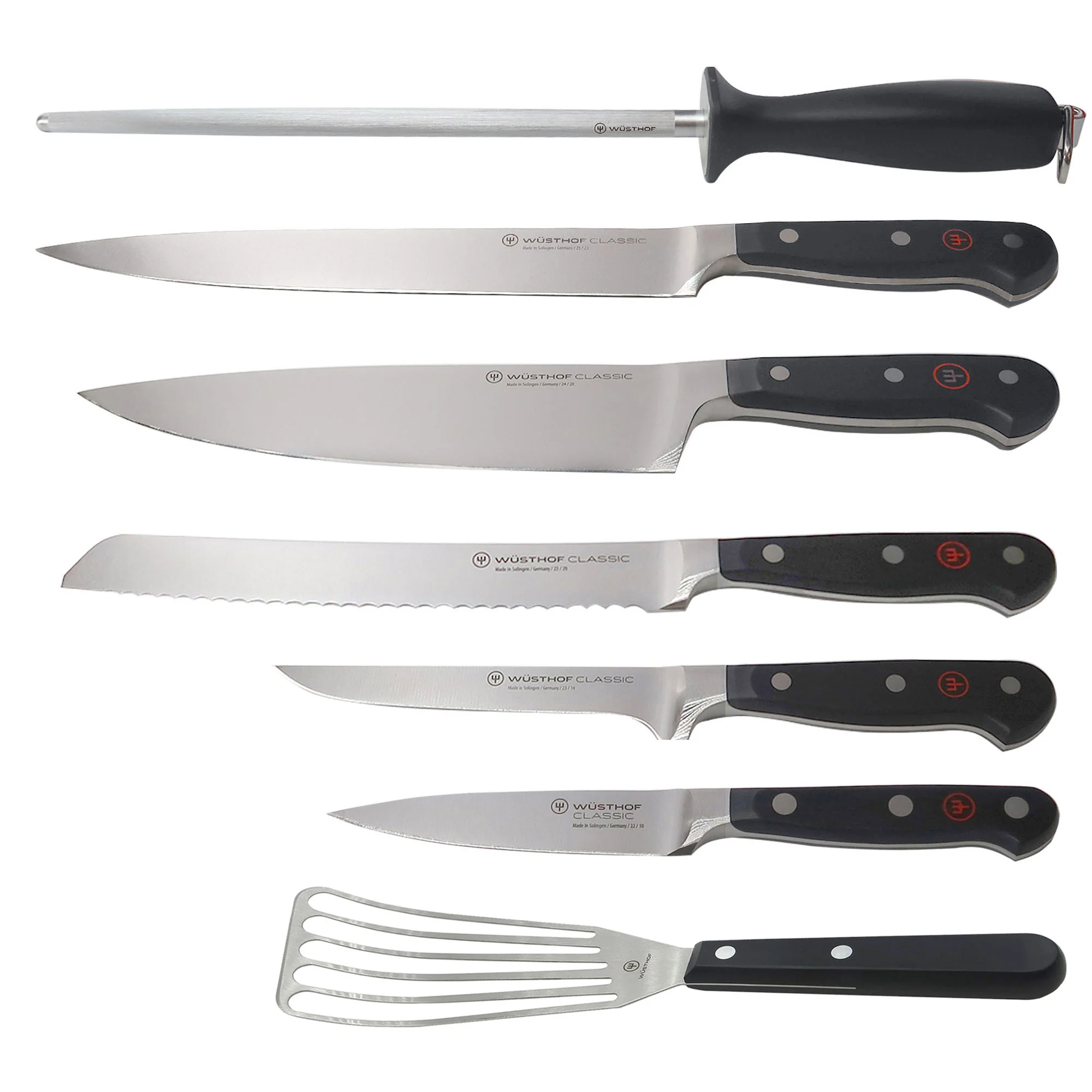 Wusthof Classic Six Piece Cook's Set #1120160602 with Wusthof Gourmet 6 1/2” Slotted Fish Spatula #9035092117