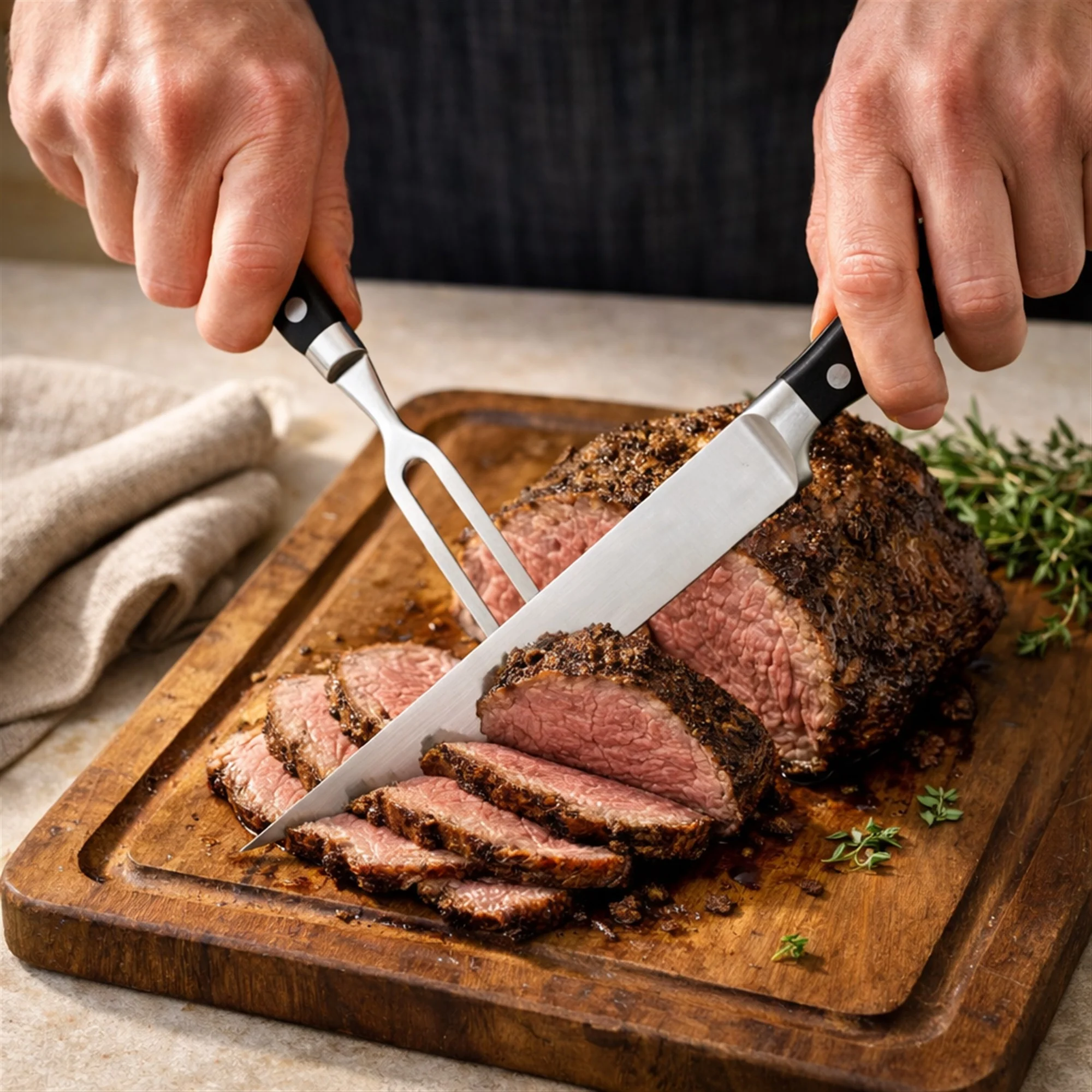 Wusthof Gourmet 4-Pc Chef's Knife Set  (8" Chef's, 2.75" Paring, 4.5" Utility, Honing Steel) + 2-Pc Carving Set (Classic 8" Carving, Classic 6" Meat Fork) - Image 11
