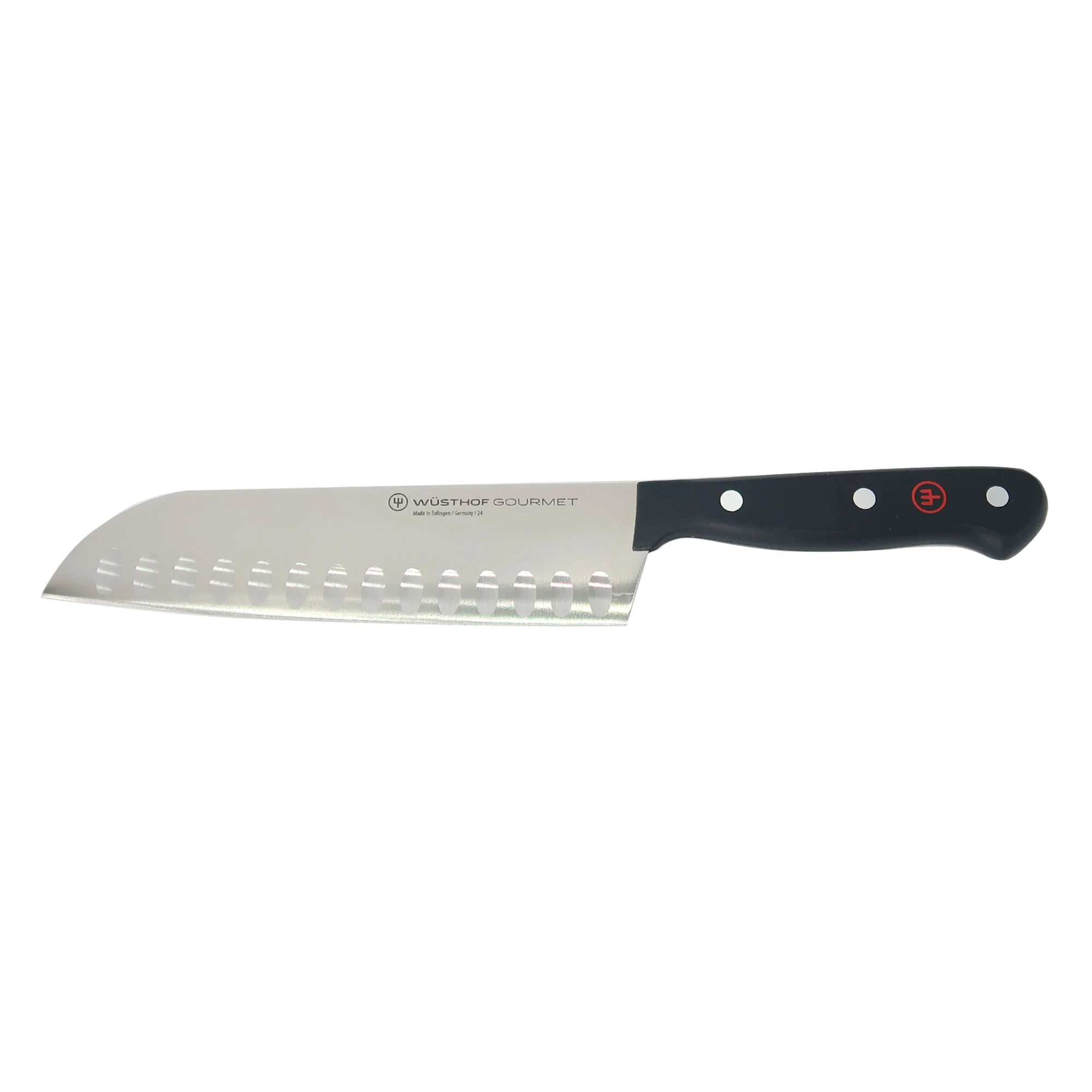 Wusthof Gourmet 7" Hollow Edge Santoku Knife Black with Wusthof Gourmet 6" Chef's Knife - Image 2