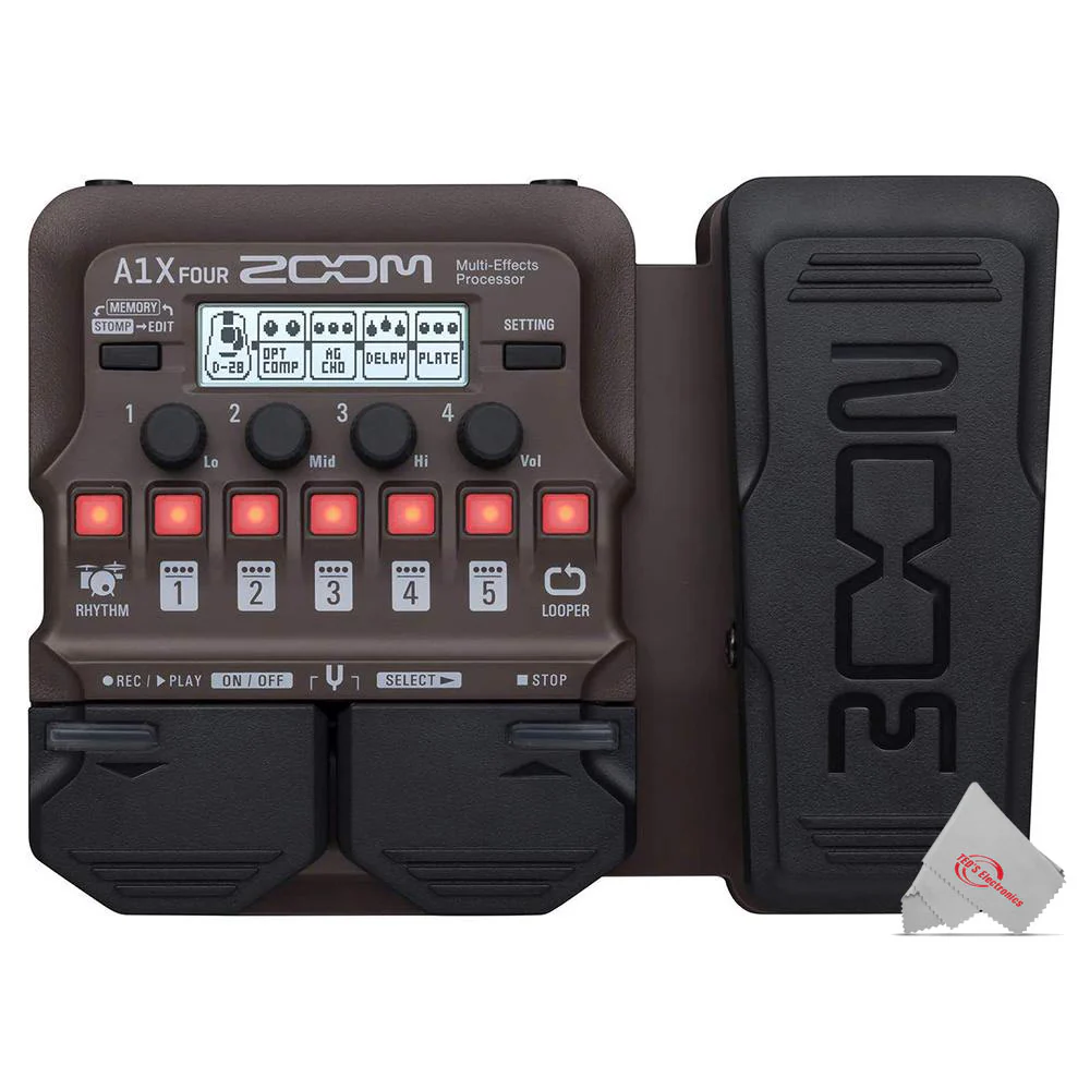 Zoom A1X Four Acoustic Instrument Multi-Effect Processor with Samson SR350 Over-Ear Stereo Headphones and Instrument Cable + Pig Hog 9V Power Supply - Image 4