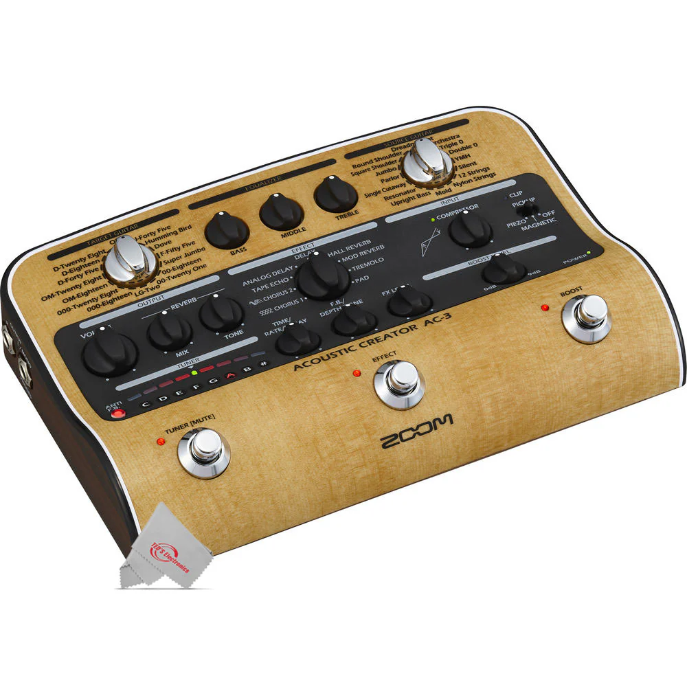 Zoom AC-3 Acoustic Creator Pedal with Samson SR350 Over-Ear Stereo Headphones (Special Edition Blue) - Image 10