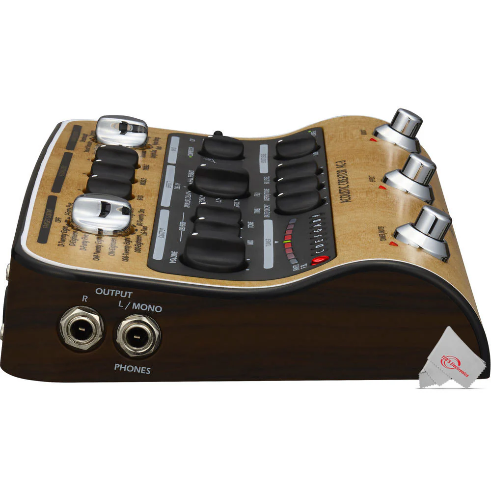 Zoom AC-3 Acoustic Creator Pedal with Samson SR350 Over-Ear Stereo Headphones (Special Edition Blue) - Image 3