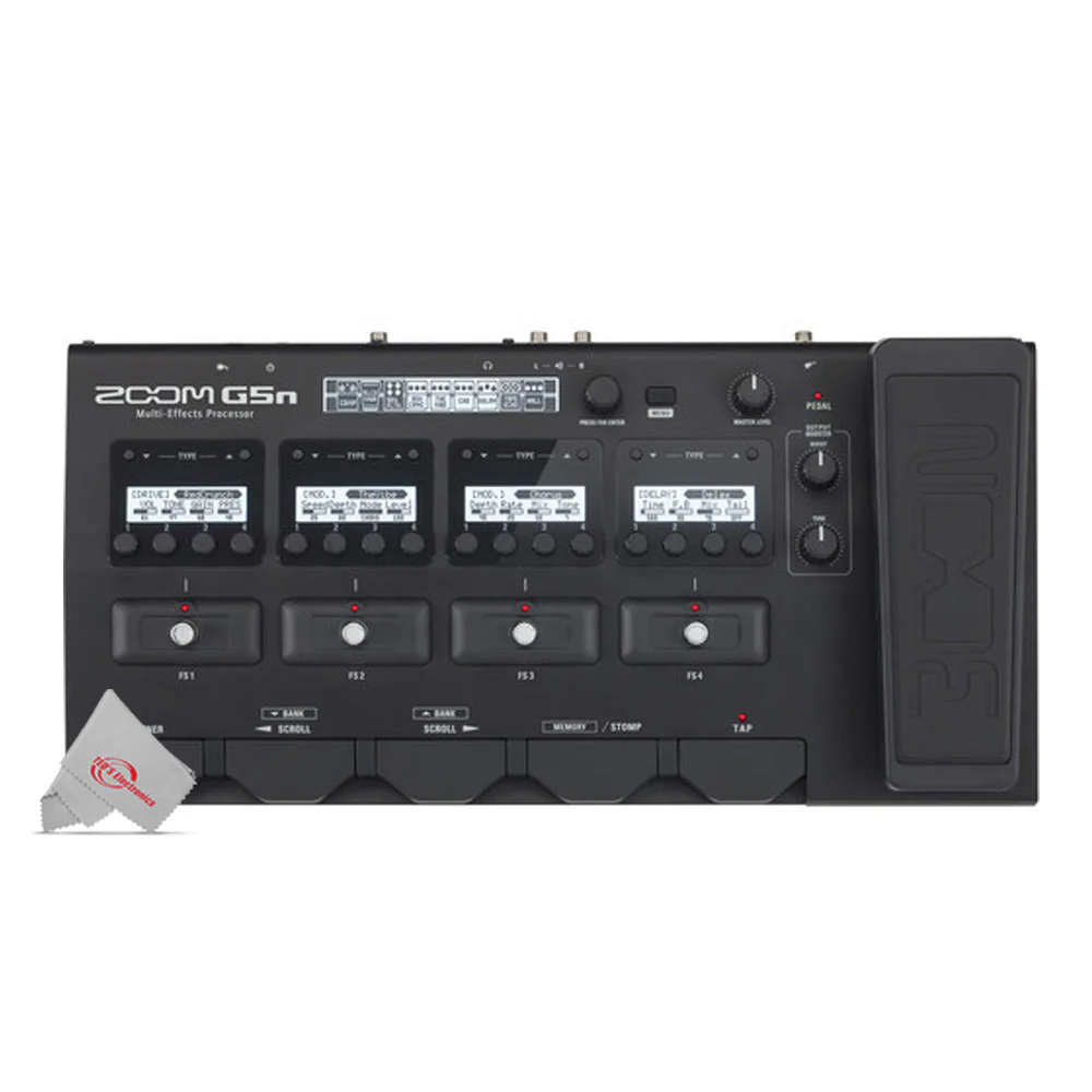 Zoom G5n Guitar Multi-Effects Processor with Samson Stereo Headphones and Right Angle to Right Angle 1/4" Instrument Patch Cables (3 Pc.) + 1/4" TRS to 1/4" TRS Cable - Image 3