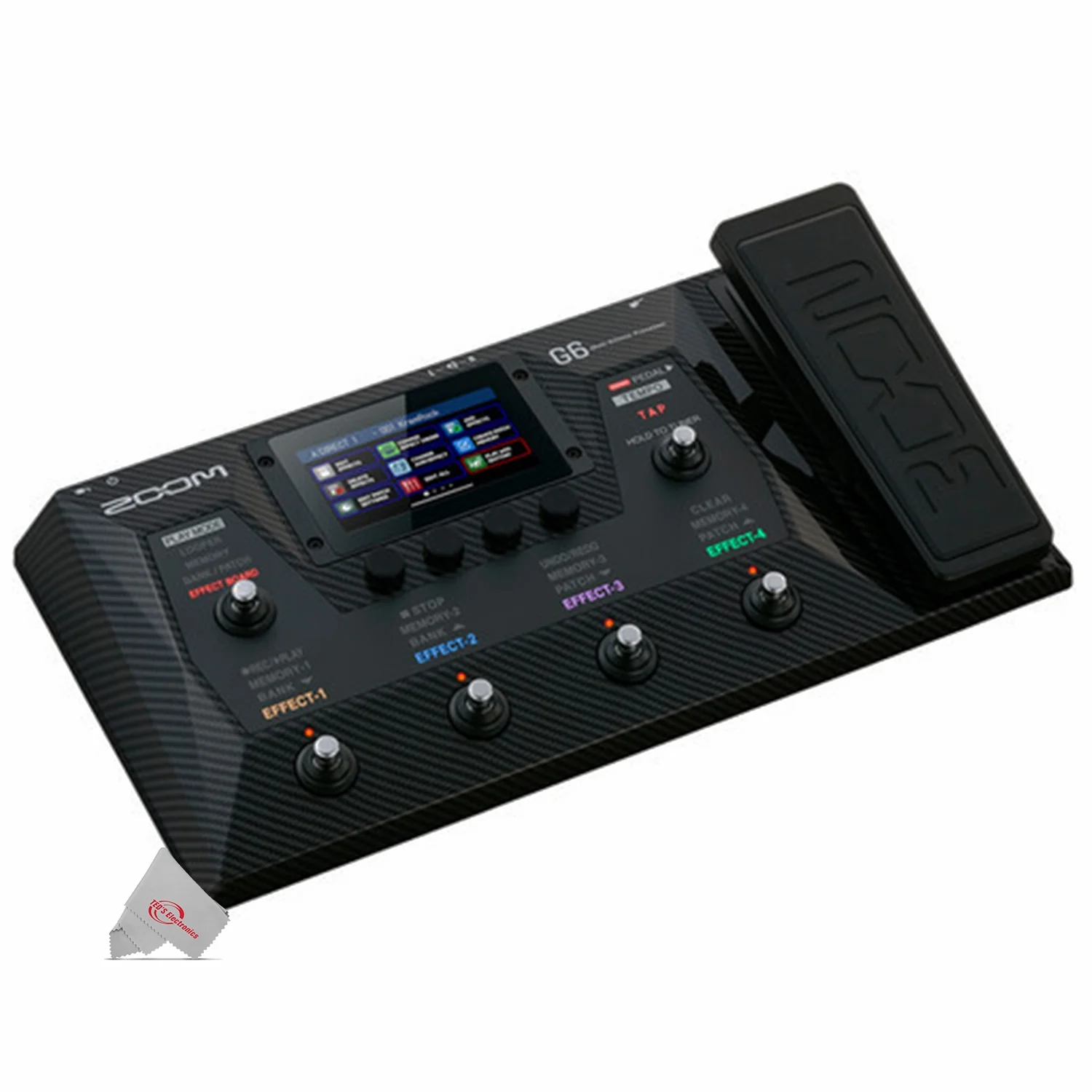Zoom G6 Multi-Effects Processor Pedal for Guitarists with Samson Stereo Headphones + Right Angle to Right Angle 1/4" Instrument Cables + 1/4" TRS - 1/4" TRS Cable - Image 3