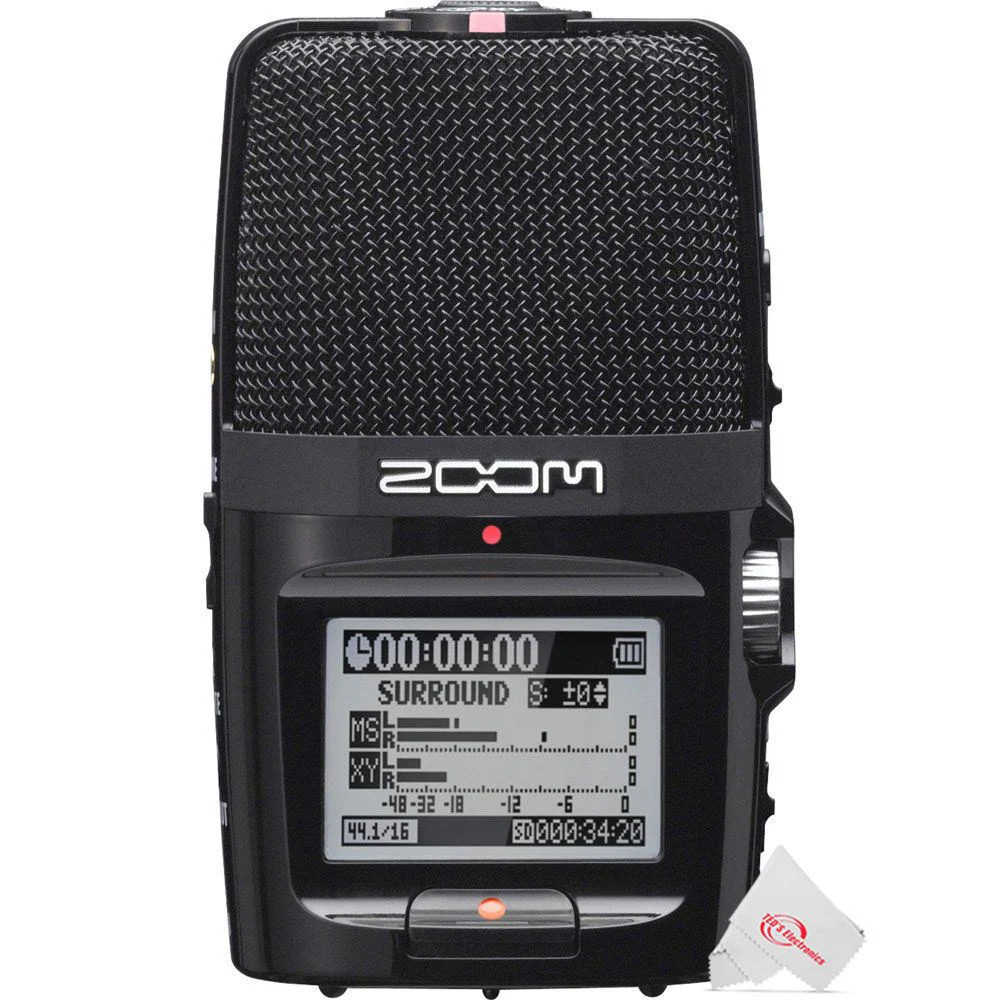 Zoom H2n ext 2-Input / 4 Track Handy Digital Audio Stereo Recorder with 5 Built-In Mic Array + Boya BY-BA20 Aluminum Alloy Desk Holder Microphone Stand Bracket + Zoom ZDM-1 Podcast Mic Pack Accessory Bundle + 32GB Memory Card + Battery & Charger - Image 2