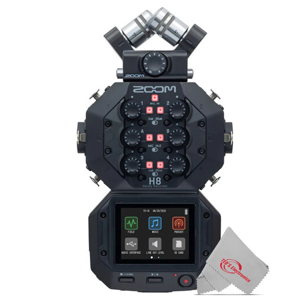 Zoom H8 8-Input / 12-Track Digital Handy Audio Recorder For Field Recording Music And Podcasting + Boya BY-BA20 Aluminum Alloy Desk Holder Microphone Stand Bracket + Zoom ZDM-1 Podcast Mic Pack Accessory Bundle - Image 2