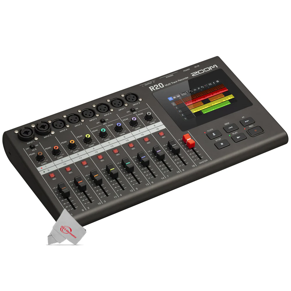 Zoom R20 Portable Multitrack Recorder + Zoom ZDM-1 Podcast Mic Pack Accessory Bundle - Image 2