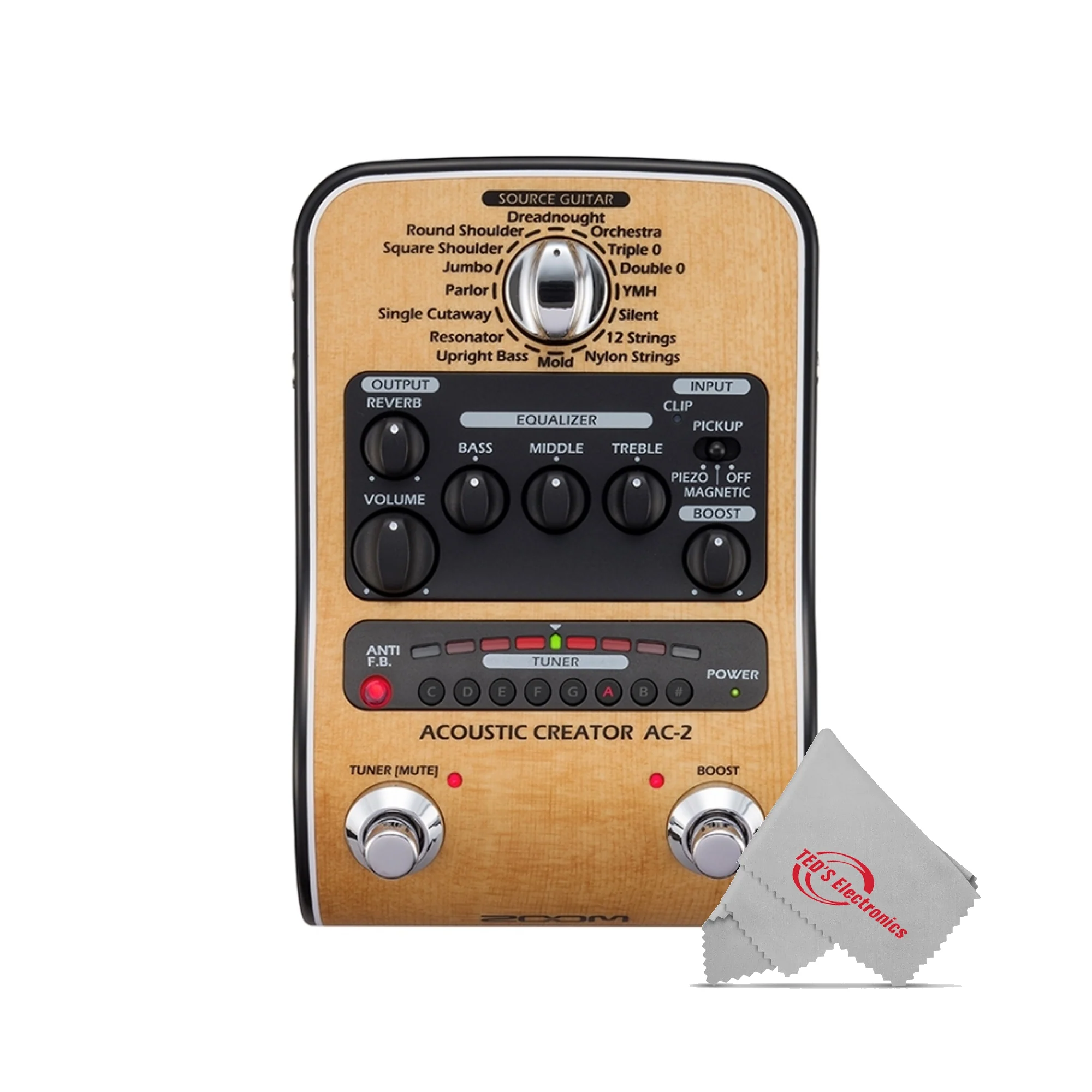Zoom AC-2 Acoustic Creator Guitar Effects Pedal with Pig Hog Cable Accessory Kit - Image 2
