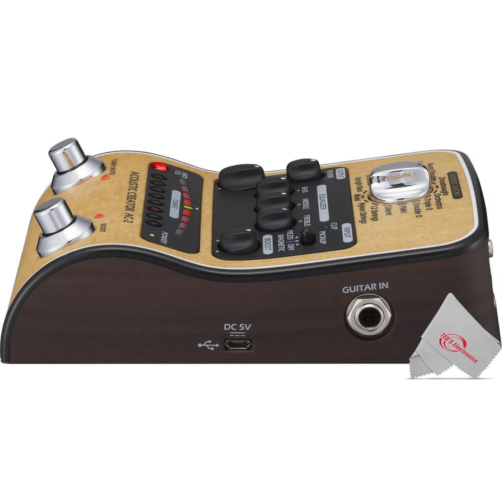 Zoom AC-2 Acoustic Creator Guitar Effects Pedal with Pig Hog Cable Accessory Kit - Image 7