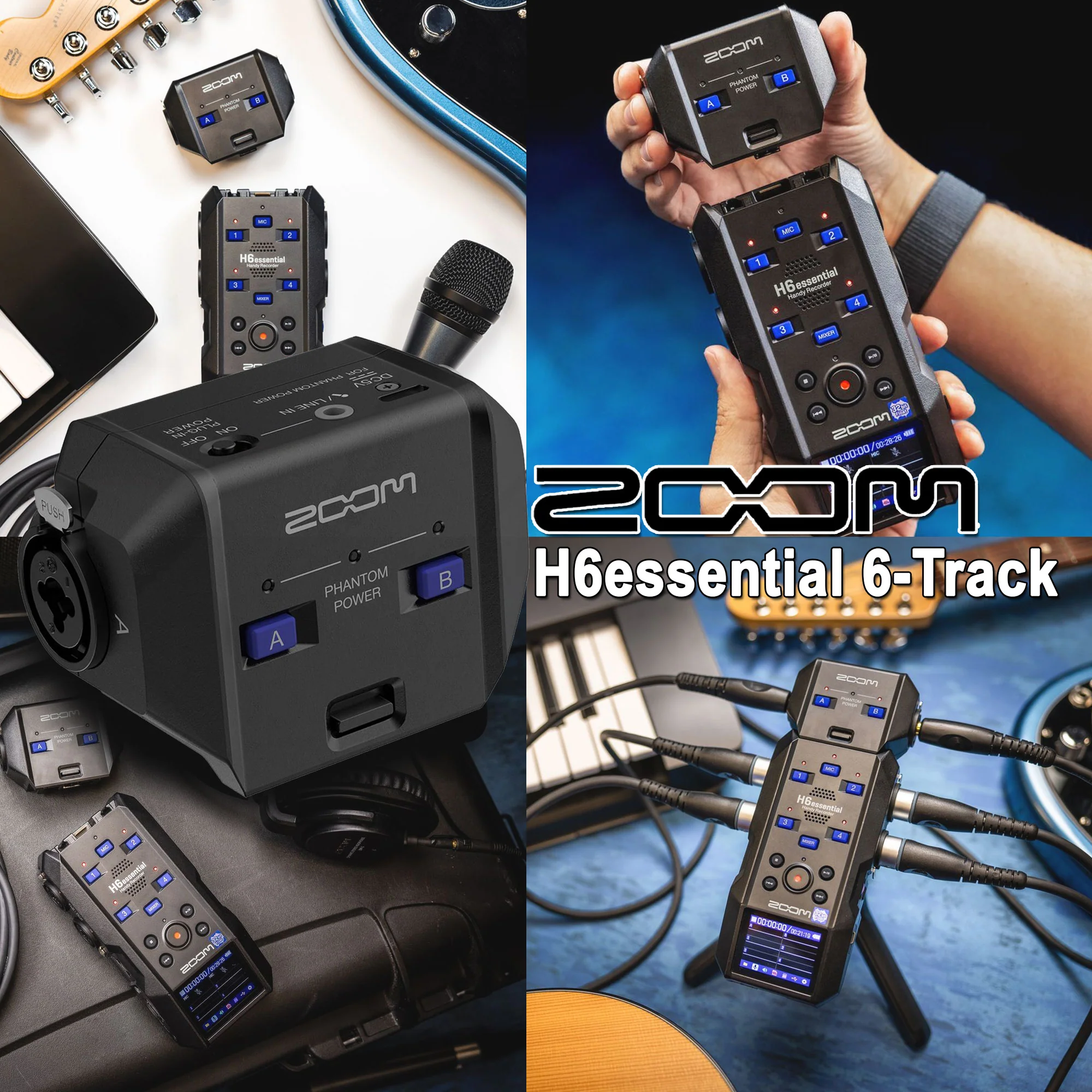 Zoom EXH-6e Dual XLR-1/4" TRS Input Capsule for H6essential Portable Recorder with 2x ZDM-1 Podcast Mic Pack Accessory Bundle - Image 2